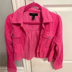 Forever 21 Hot Pink Corduroy Jean Jacket